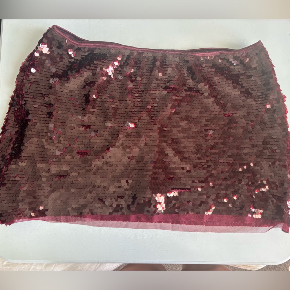 Sequin Burgundy Skirt